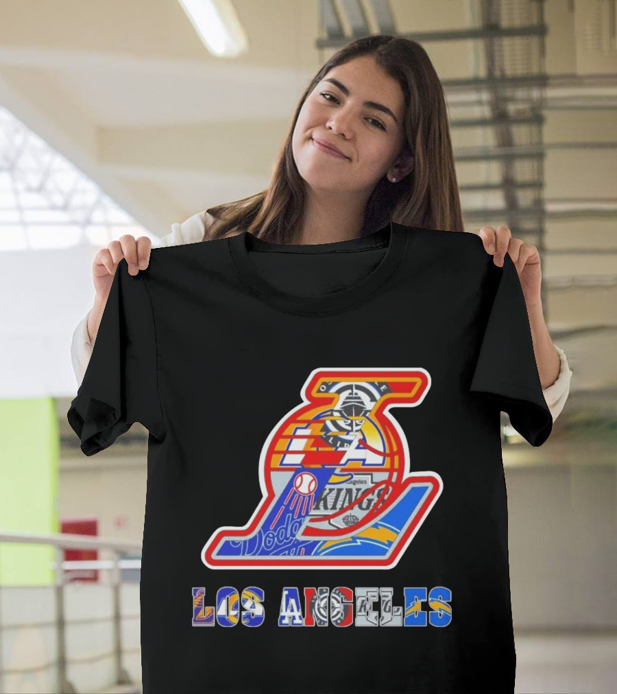 Los Angeles Dodgers Lakers Kings Chargers Sports Team Mashup T-Shirt