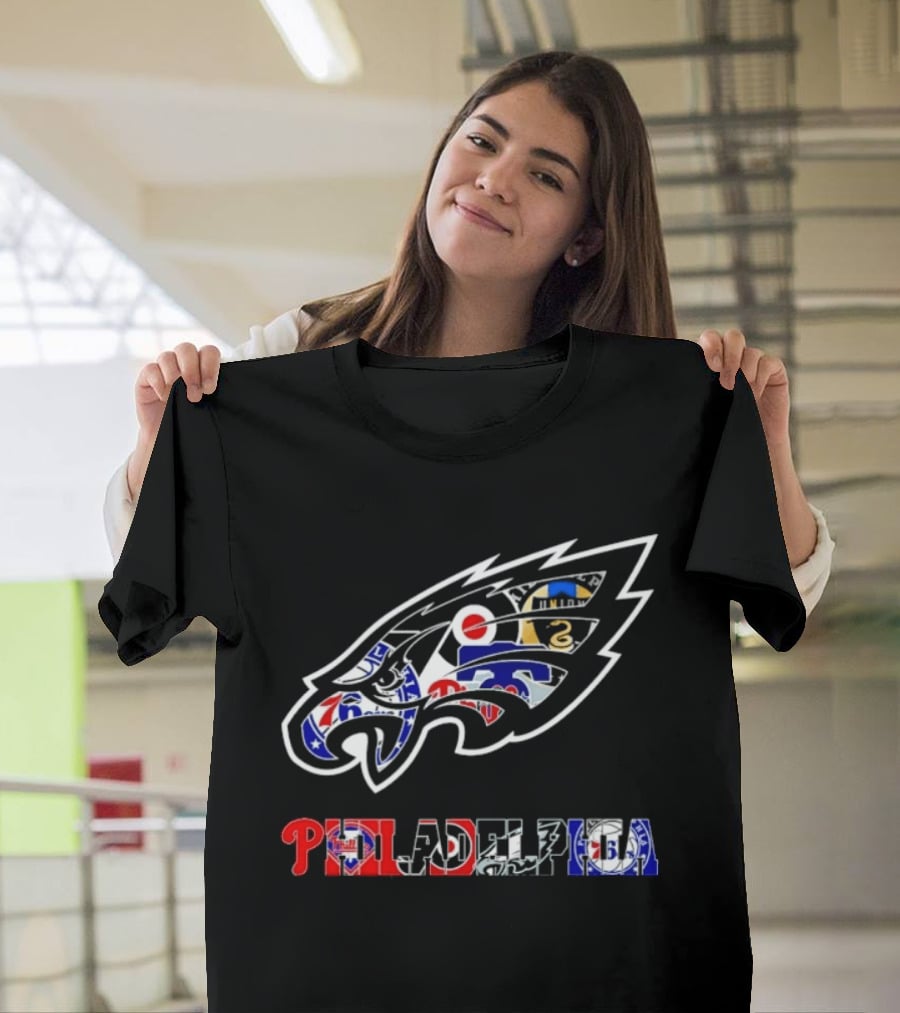 Philadelphia Sports Teams Logos Mashup Eagles Phillies Flyers Sixers Union T-Shirt
