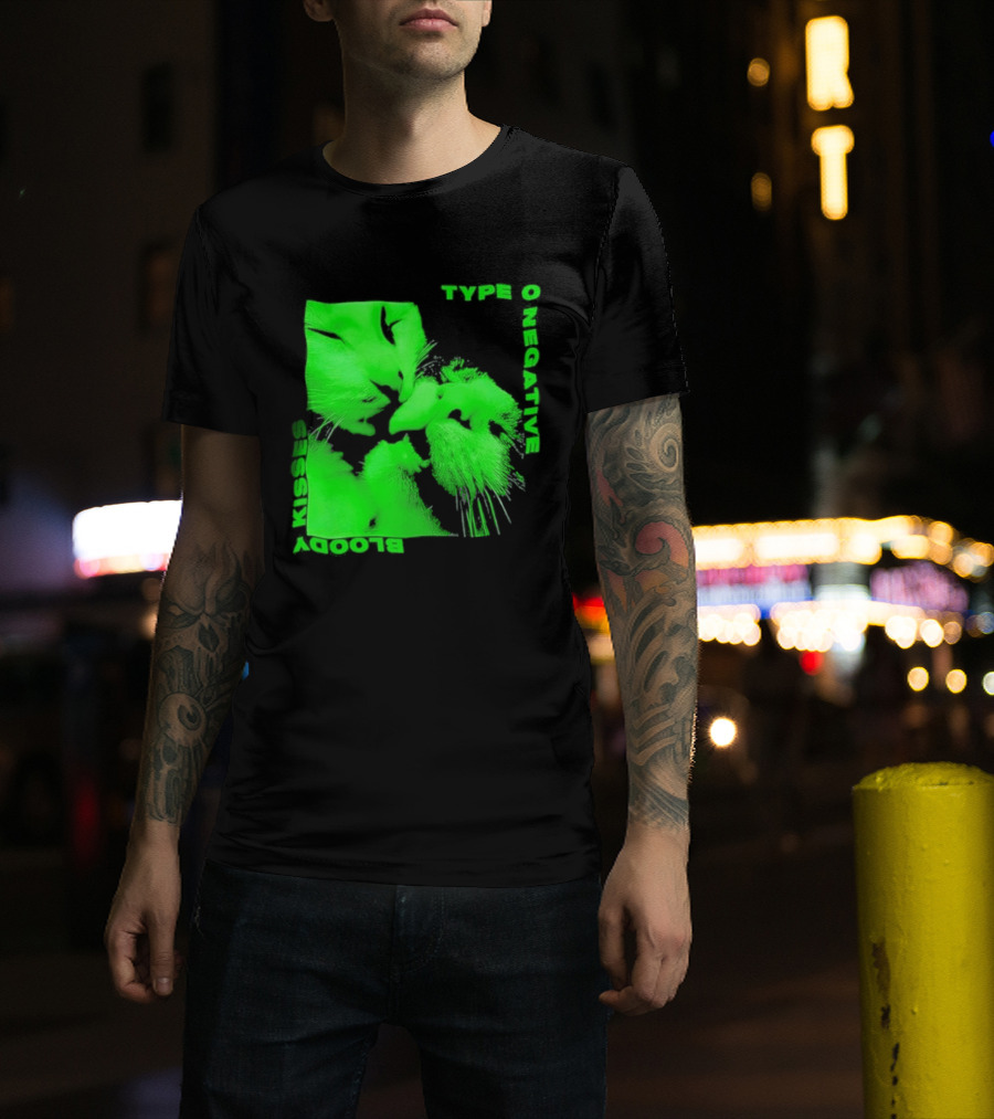 Type O Negative Cat Kissing Kisses Bloody T-Shirt