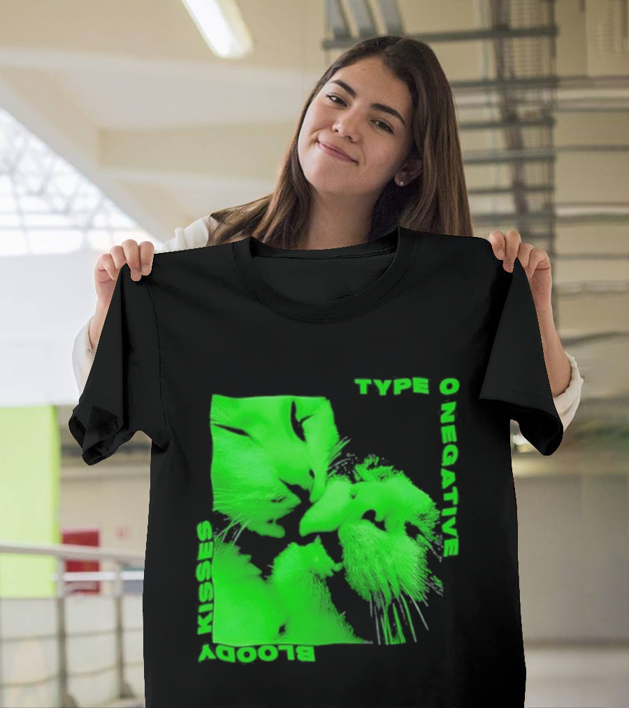 Type O Negative Cat Kissing Kisses Bloody T-Shirt