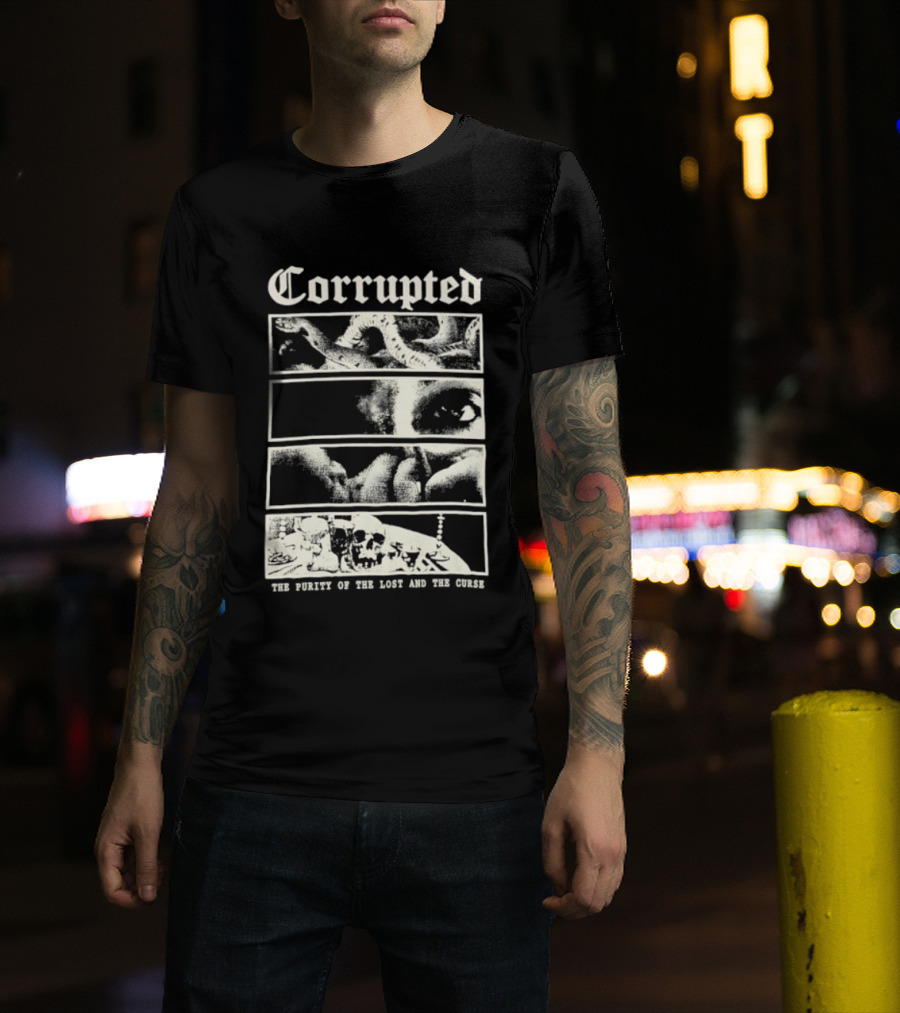 Corrupted The Purity Of The Lost And The Curse Eerie Monochrome Eye Panels T-Shirt