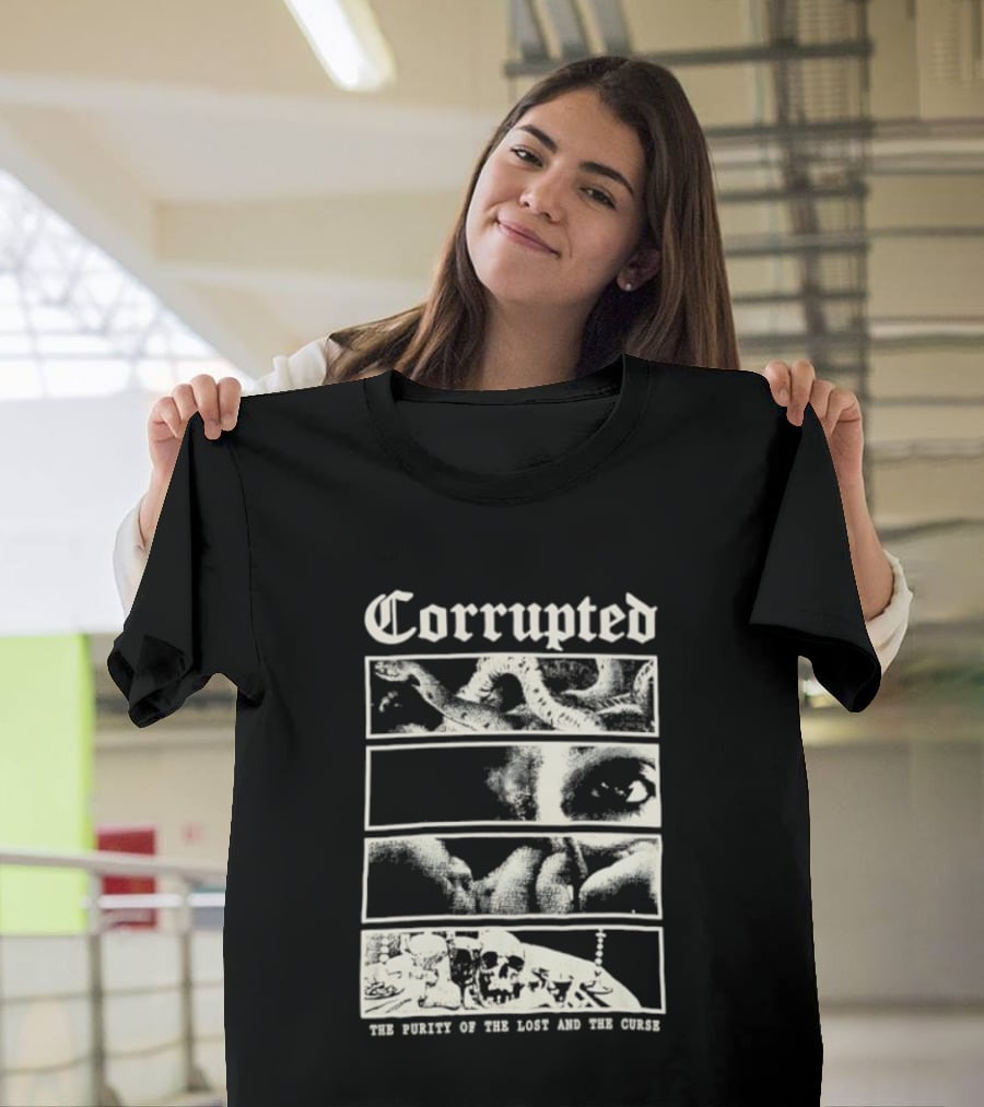 Corrupted The Purity Of The Lost And The Curse Eerie Monochrome Eye Panels T-Shirt