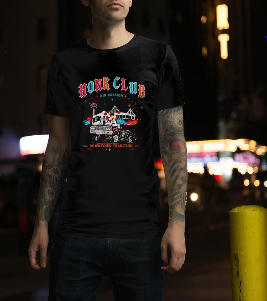 San Antonio Honk Club Spurs Coyote 210 Edition Downtown Tradition NBA Tower Of The Americas T-Shirt