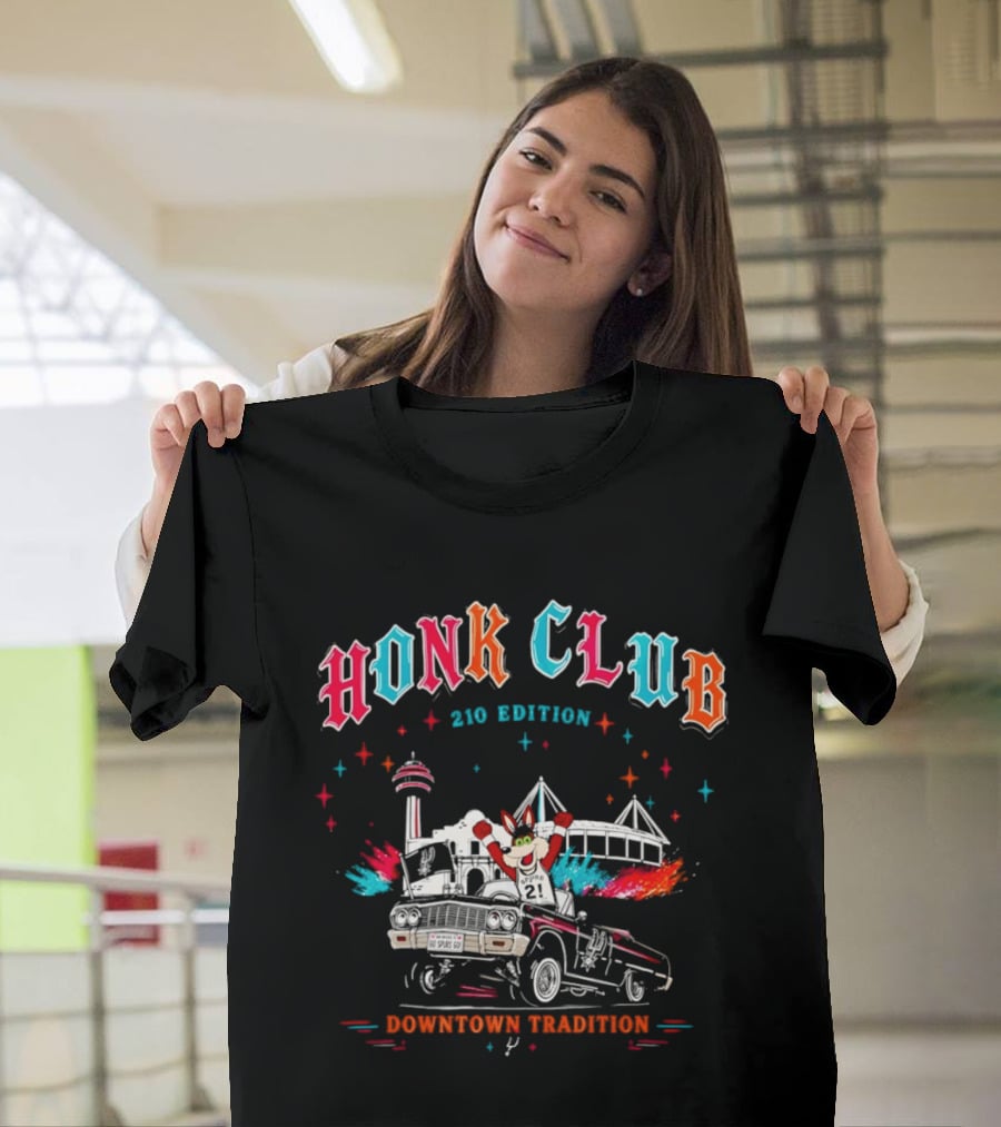 San Antonio Honk Club Spurs Coyote 210 Edition Downtown Tradition NBA Tower Of The Americas T-Shirt