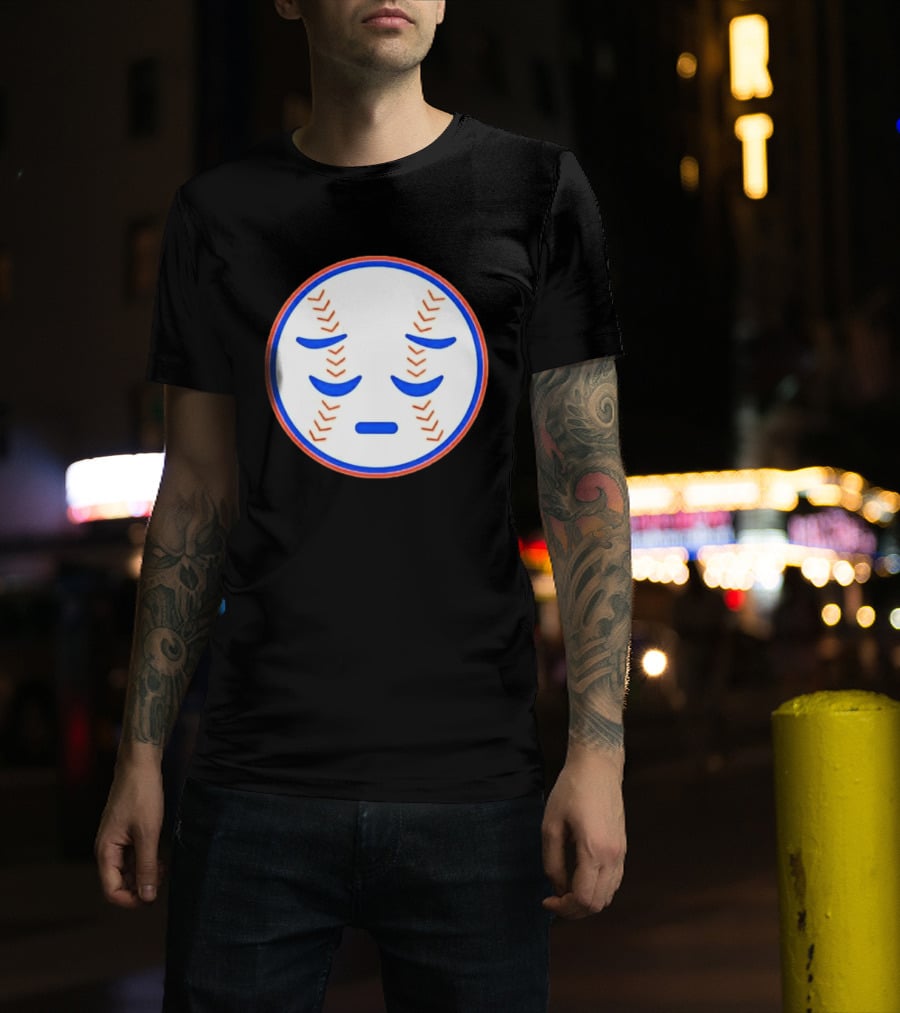 Disappointed Baseball Face New York Mets Emojis T-Shirt