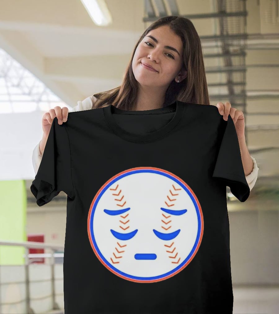 Disappointed Baseball Face New York Mets Emojis T-Shirt