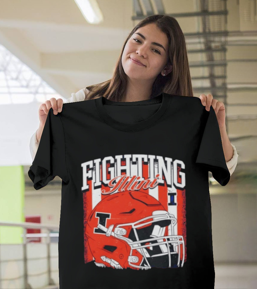 Fighting Illini NCAA Football Illinois Helmet T-Shirt