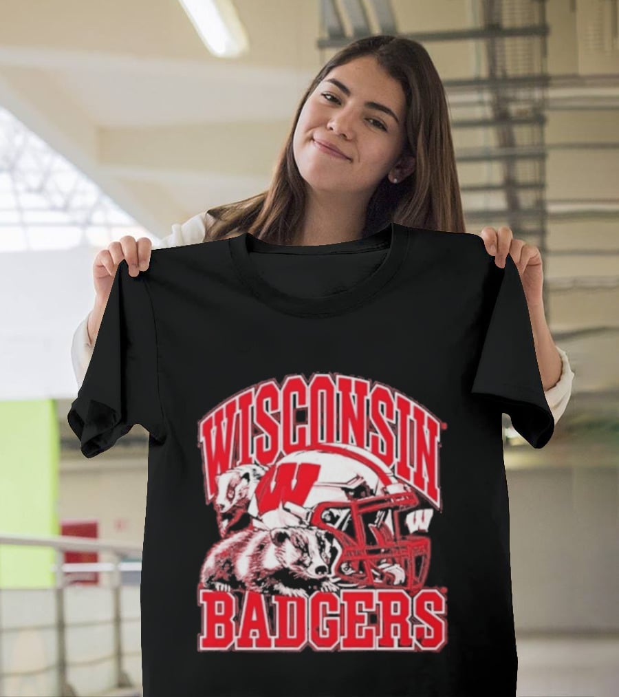 Wisconsin Badgers Football Helmet NCAA Team Pride T-Shirt