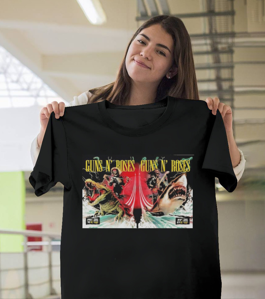 Guns N' Roses April 30 May 5 2026 Hollywood FL Crocodile Shark Skeleton Rock Tour T-Shirt