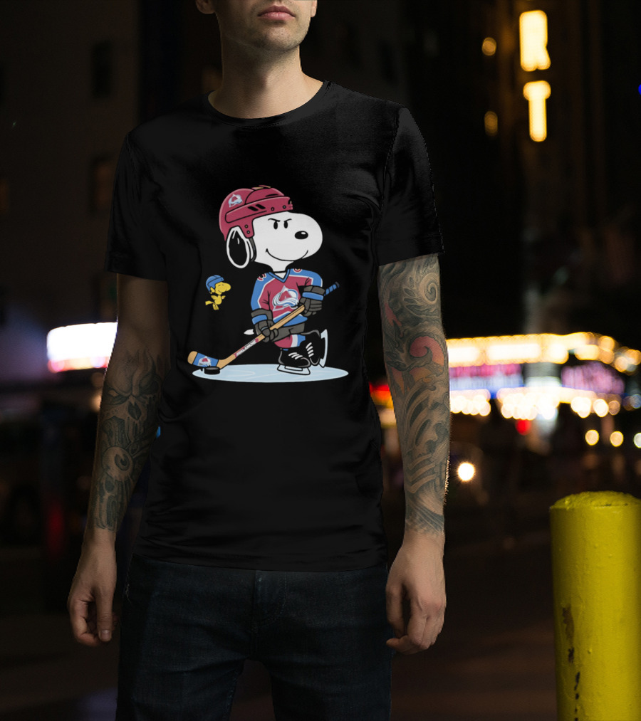 Snoopy Woodstock Colorado Avalanche NHL Hockey Peanuts Collaboration T-Shirt
