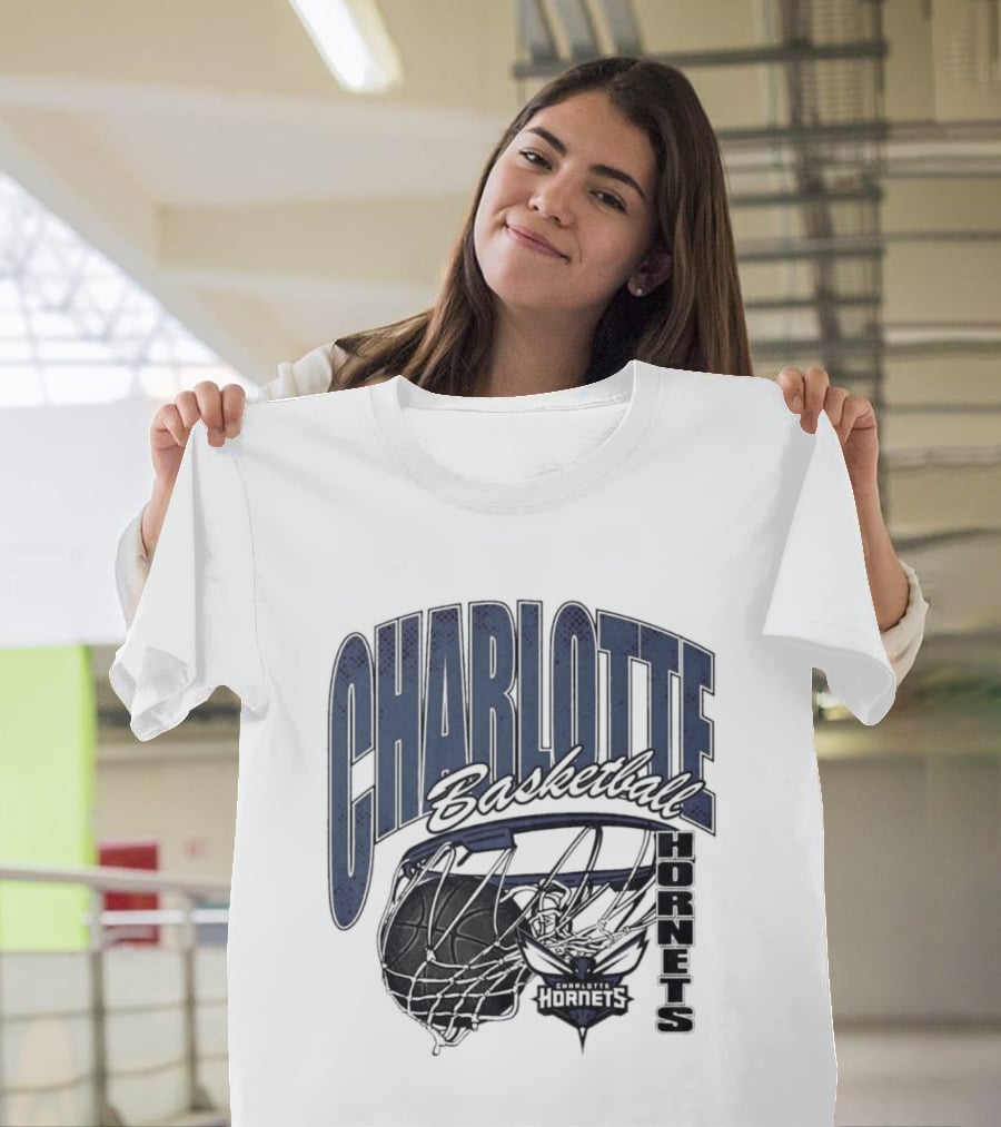 Charlotte Hornets Basketball Script Swish Iconic NBA Team T-Shirt