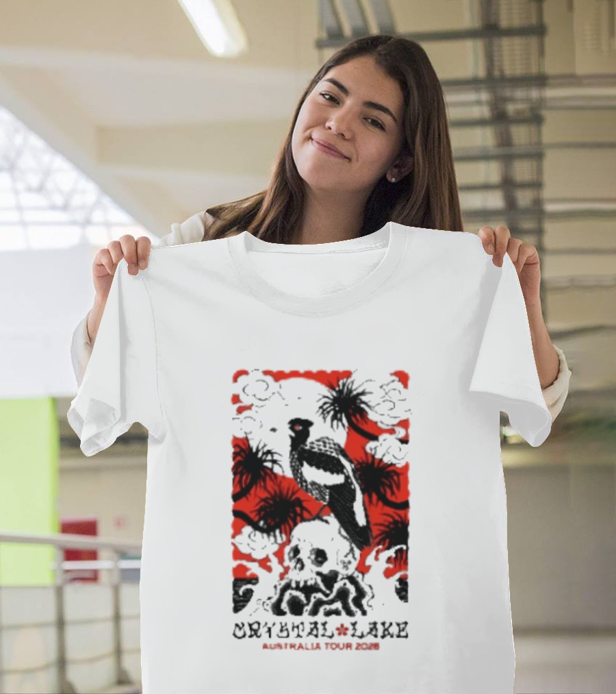 Crystal Lake Australia Tour 2026 Bird Skull Tropical T-Shirt