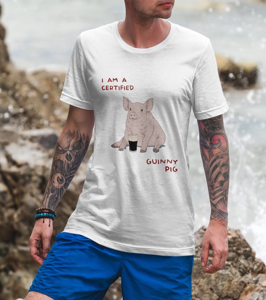 I Am Certified Guinny Pig With Beer Glass T-Shirt