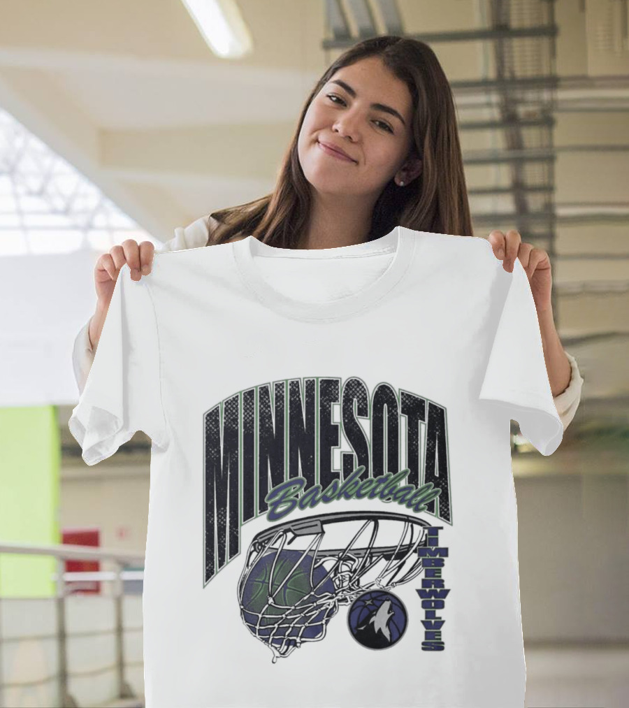 Minnesota Basketball Timberwolves Net And Ball T-Shirt