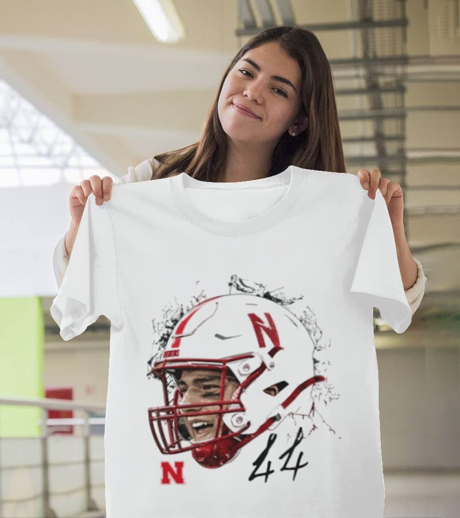 NCAA Football Nebraska Cornhuskers Luke Lindenmeyer Game Face 44 Helmet T-Shirt