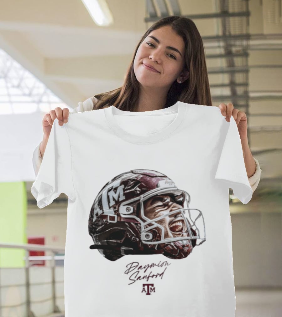 Texas A&M Aggies Football Helmet Game Face Daymion Sanford NCAA T-Shirt