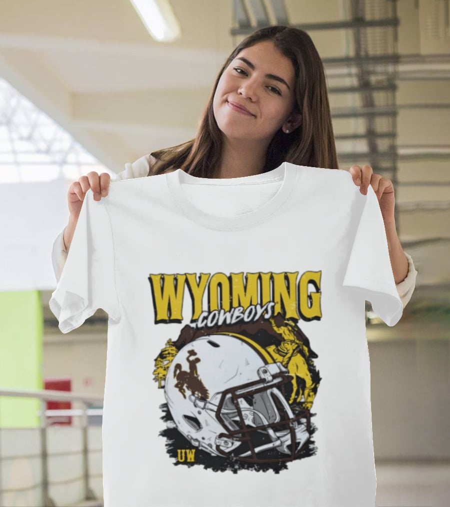 Wyoming Cowboys UW Football Helmet NCAA T-Shirt