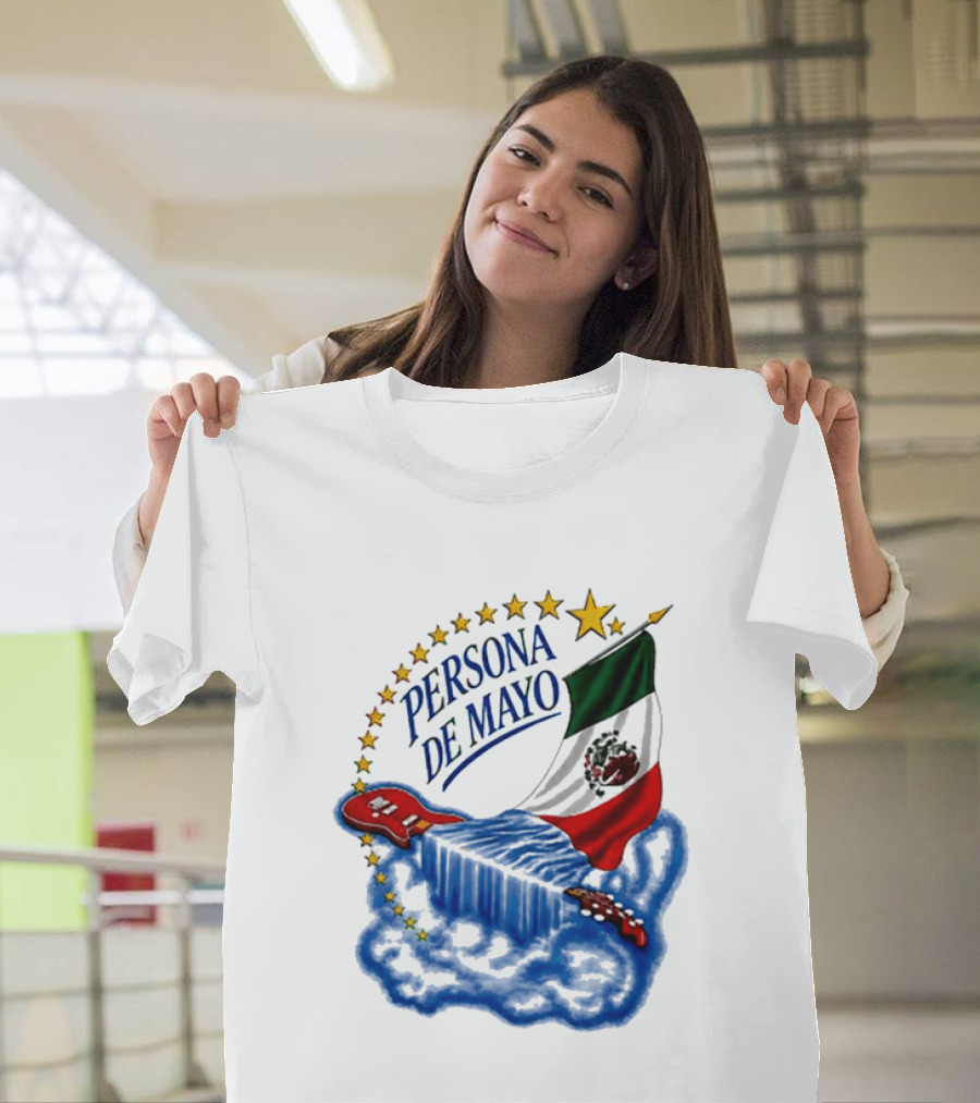 Persona De Mayo Mexican Flag Guitar Star Celebration T-Shirt