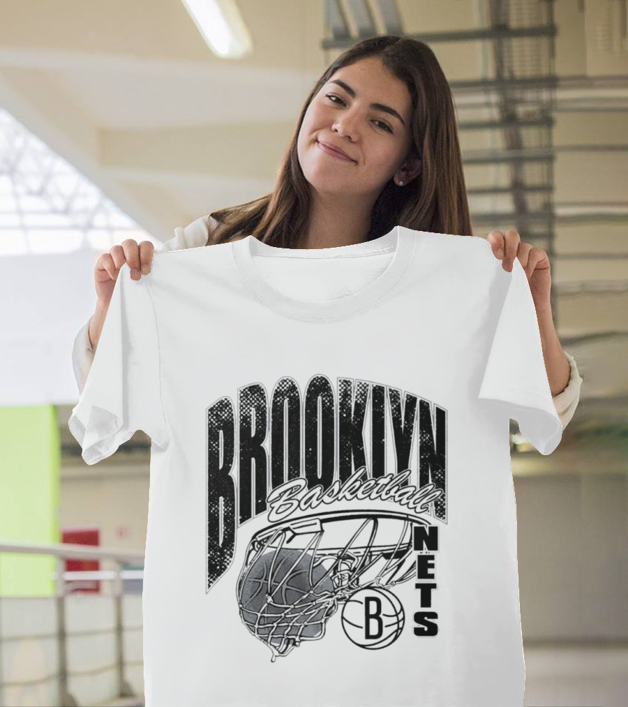 Brooklyn Basketball Nets Swish Ball Script T-Shirt