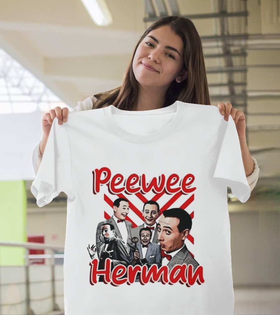 Peewee Herman Iconic Characters Collage Red And Black T-Shirt