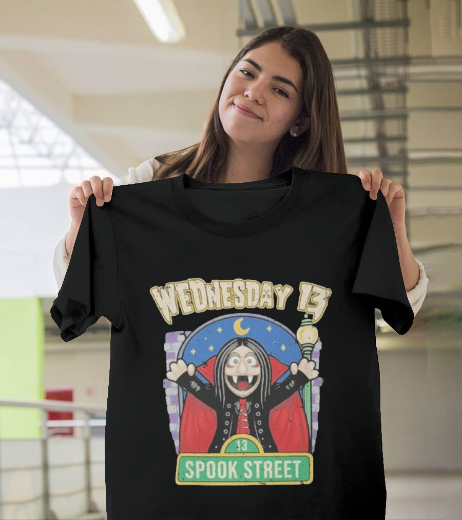 Wednesday 13 Vampire Moonlight Streetlamp Spook Street 13 T-Shirt