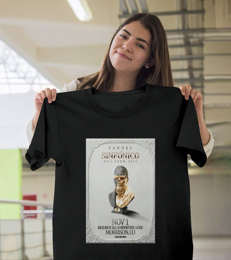 Yandel Sinfónico USA Tour 2026 Nov 1 Red Rocks Amphitheatre Morrison CO Live Nation T-Shirt