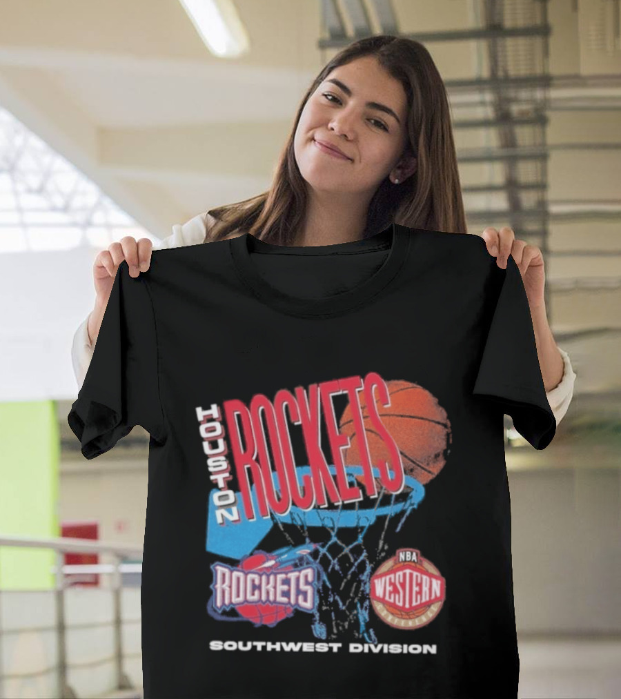 Houston Rockets Southwest Division NBA Western Hardwood Classics 90s Basketball Team T-Shirt