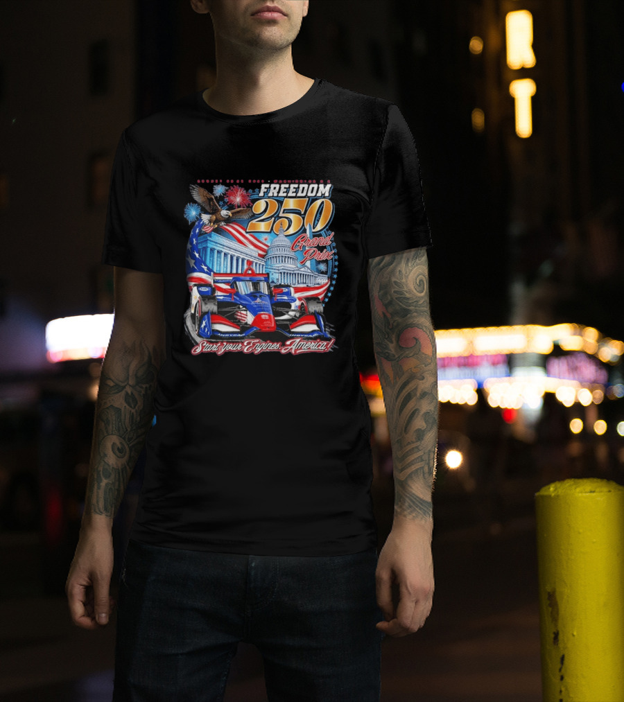 Freedom 250 Grand Prix Start Your Engines America Capitol Eagle Racecar T-Shirt