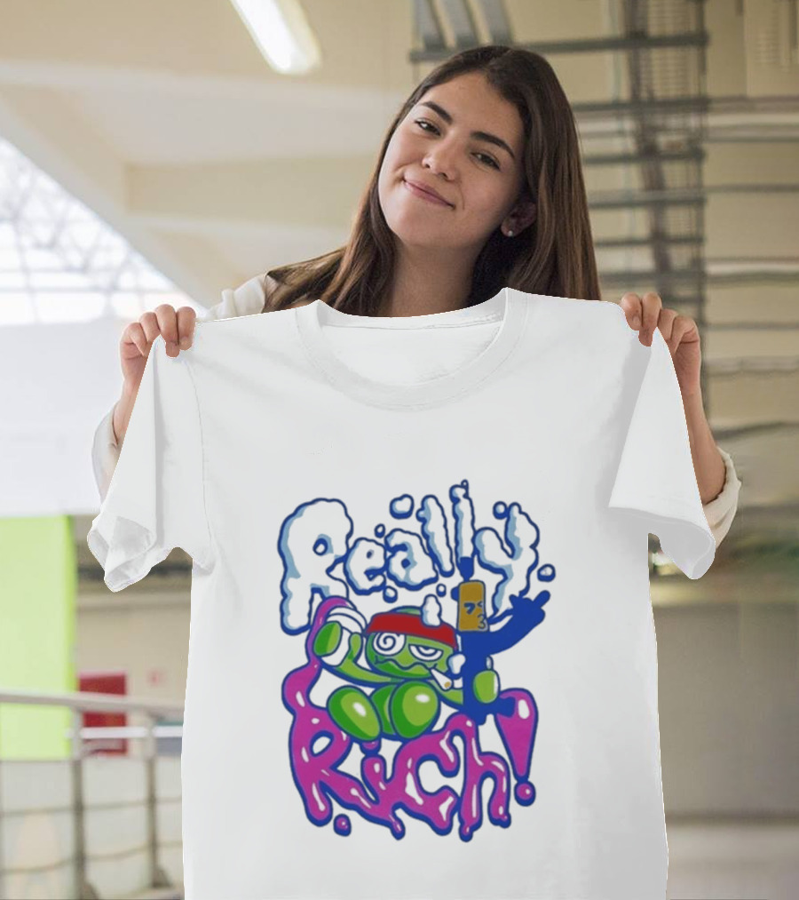 Really Rich Frog With Red Headband And Bottle T-Shirt