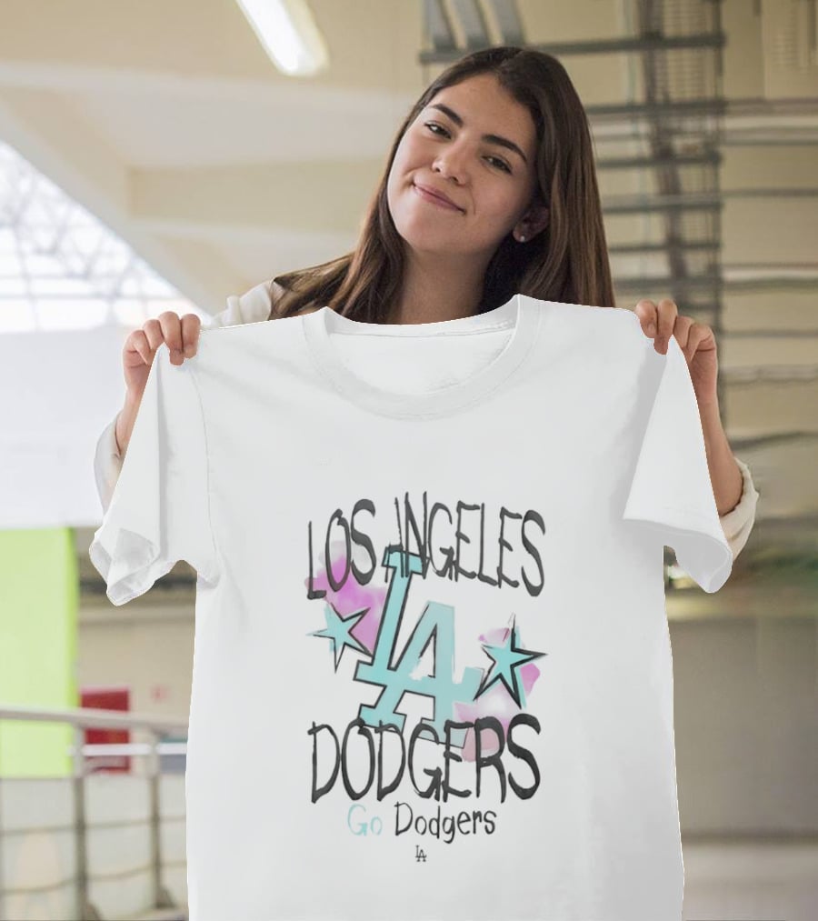 Los Angeles Dodgers LA Go Dodgers Watercolor Stars T-Shirt