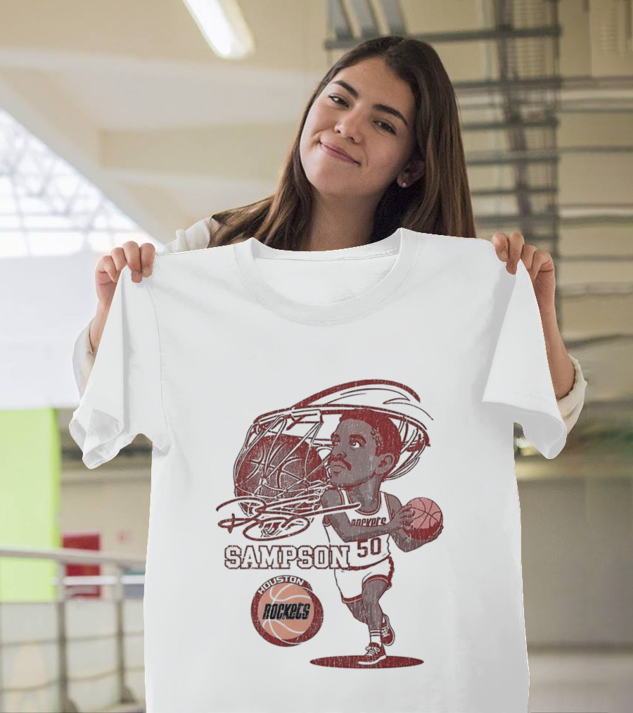 Ralph Sampson Houston Rockets NBA Caricature Basketball Player T-Shirt