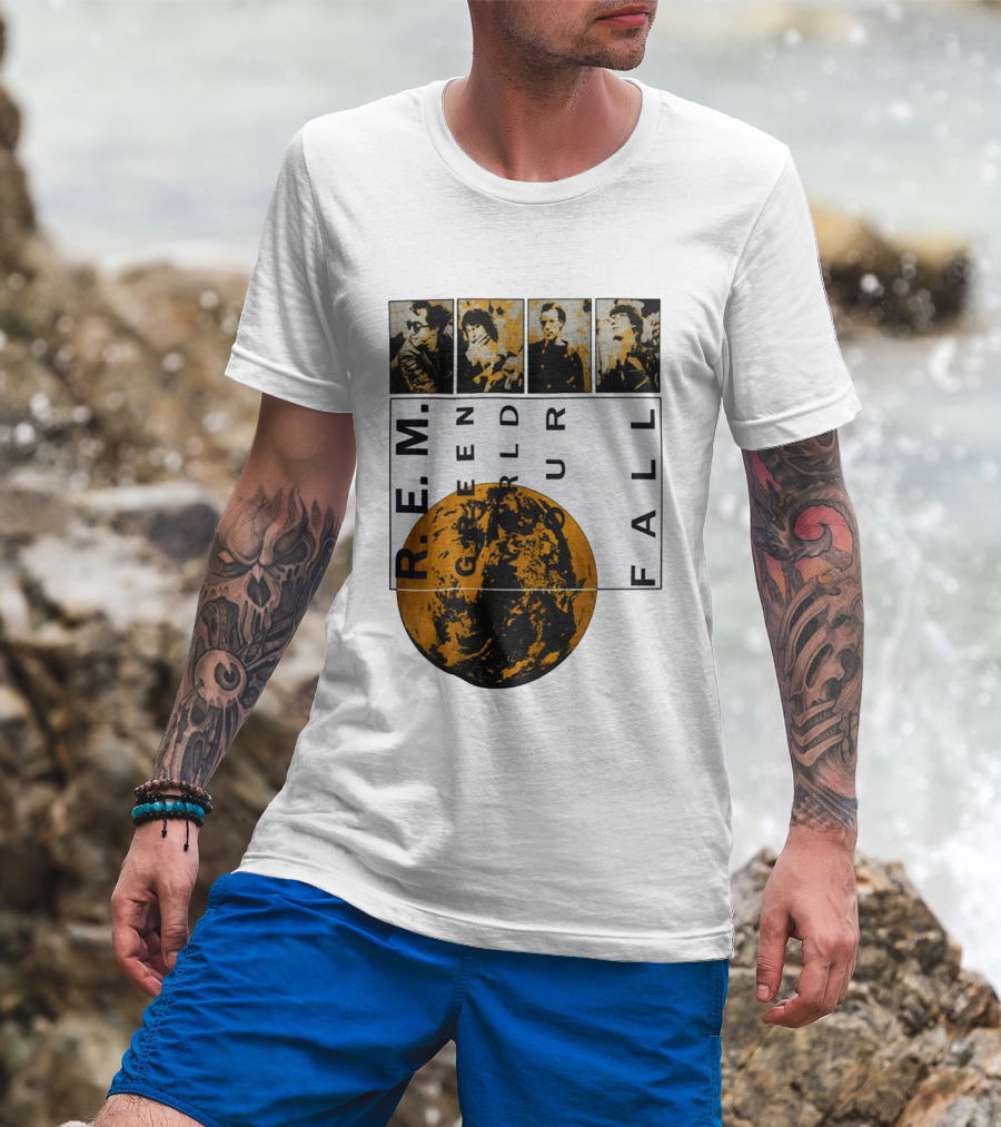 R.E.M. 1989 Green World Tour Fall Vintage Planet Band Photography T-Shirt