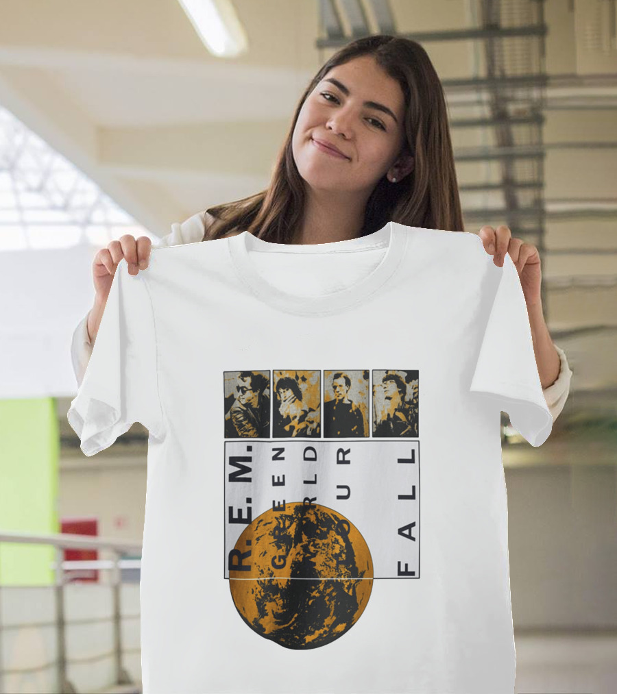 R.E.M. 1989 Green World Tour Fall Vintage Planet Band Photography T-Shirt