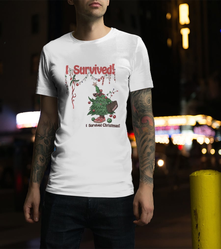 I Survived Christmas Funny Holiday Tree Celebration T-Shirt