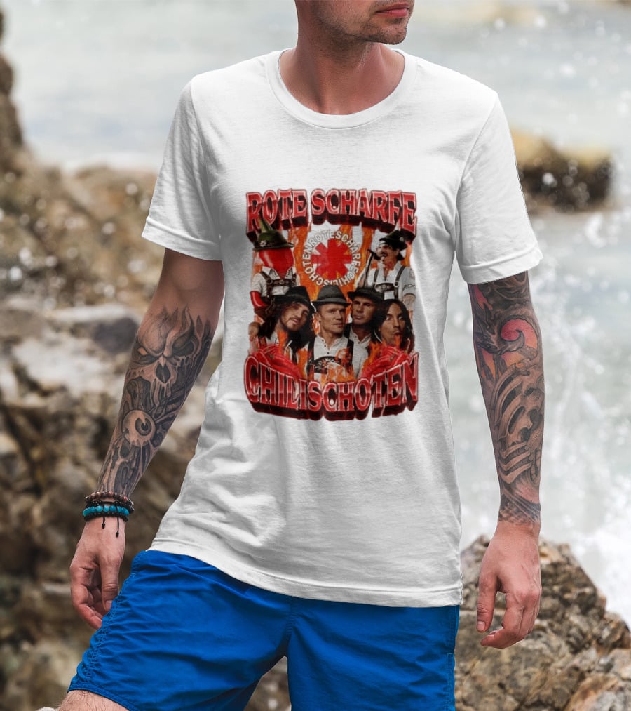 Rote Scharfe Chilischoten Lederhosen Band Mitglieder Custom T-Shirt
