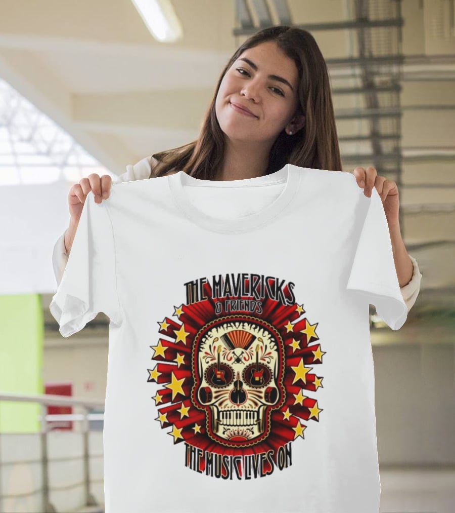 The Mavericks The Music Lives On 2026 Tour Dates Sugar Skull Stars Guitar T-Shirt