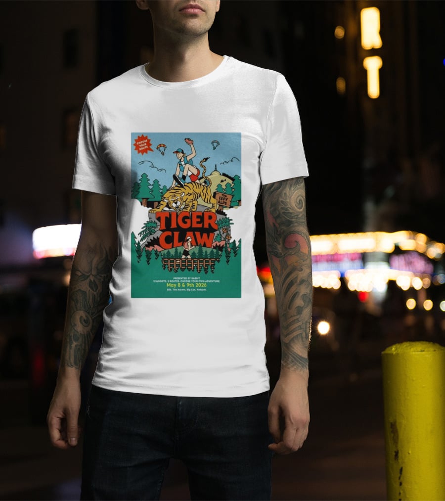 Choose Your Route Tiger Claw May 8 9 2026 3 Summits Adventure 50k The Ascent Big Cat Ambush T-Shirt