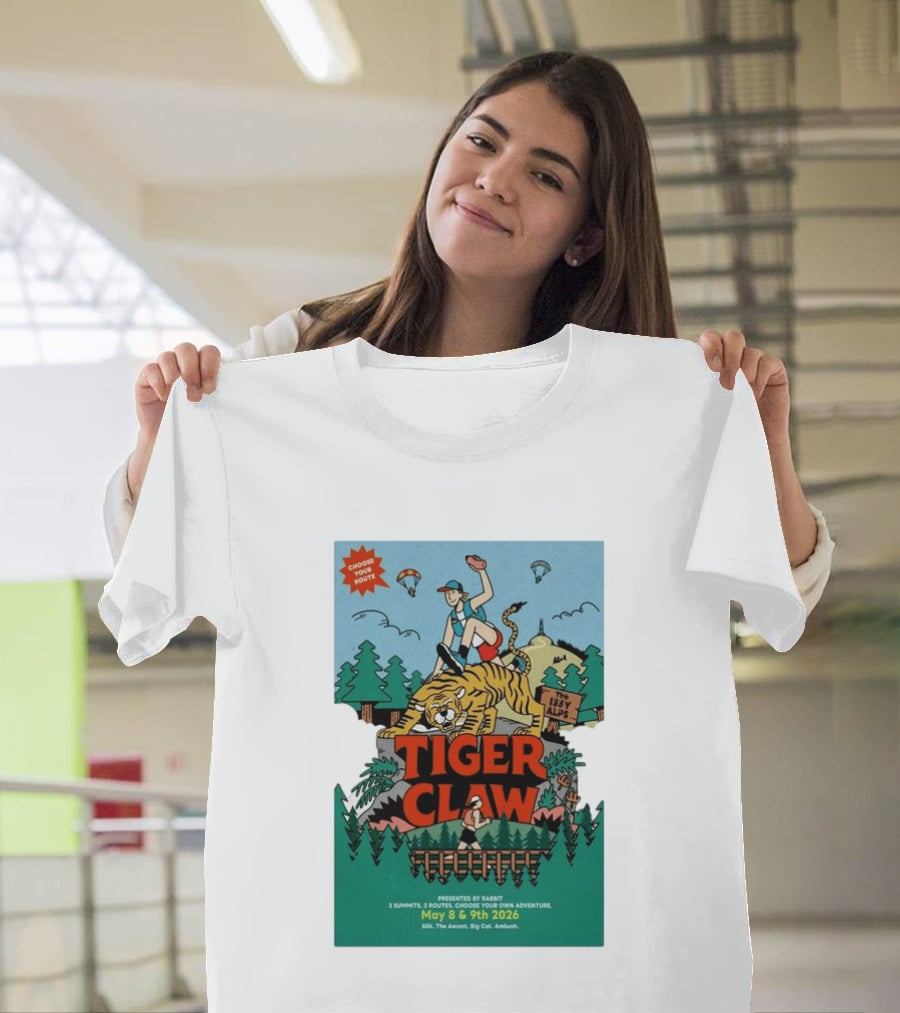 Choose Your Route Tiger Claw May 8 9 2026 3 Summits Adventure 50k The Ascent Big Cat Ambush T-Shirt