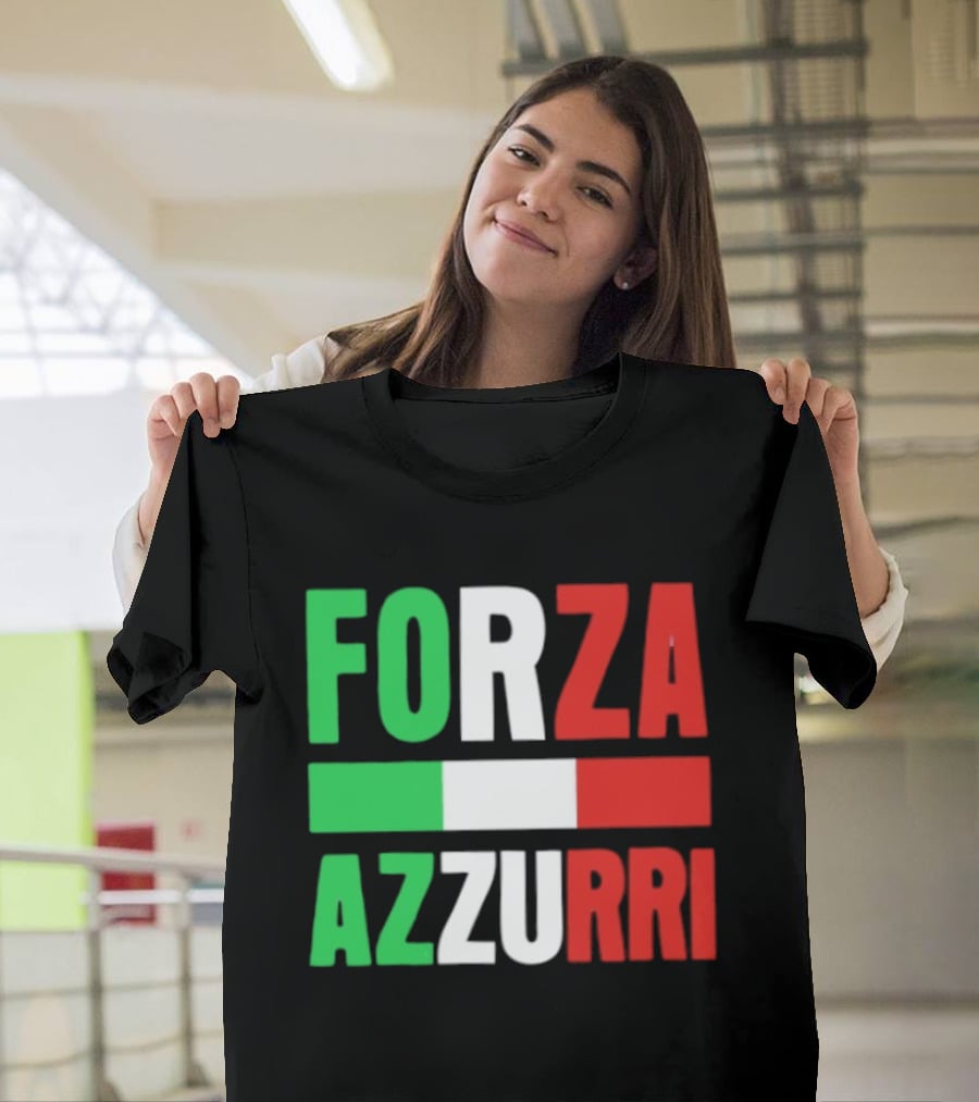 Forza Azzurri Italy Italian Flag Supporters T-Shirt