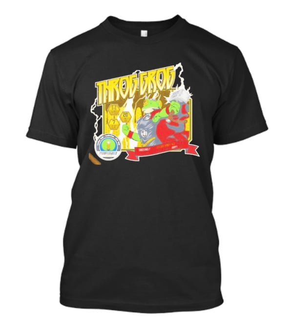 Throg Grog Puddle Gulp Superhero Frog Lightning Hammer Comic T-Shirt