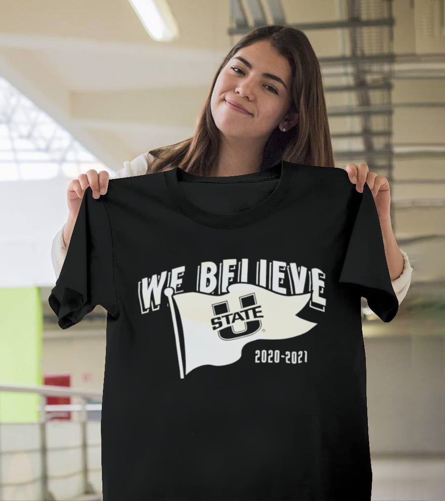 Utah State Aggies We Believe 2020 2021 Logo Flag T-Shirt