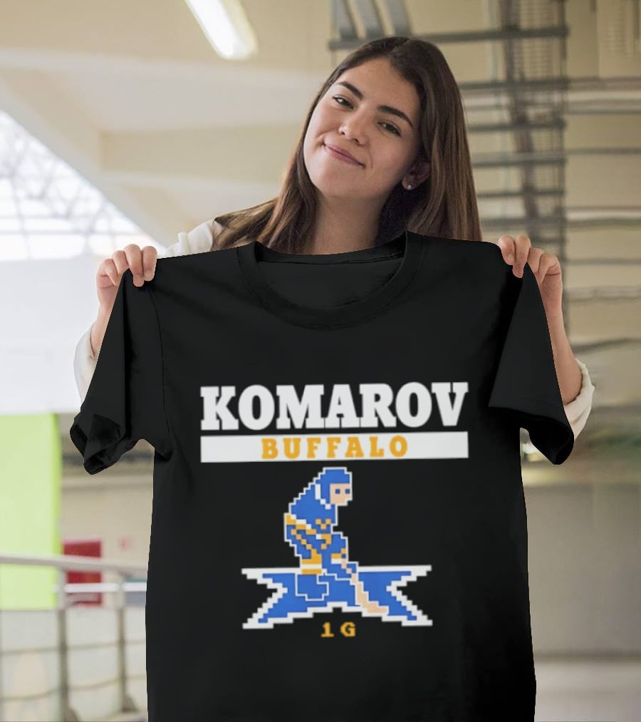 Komarov Buffalo Sabres 76 Hockey Pixel T-Shirt