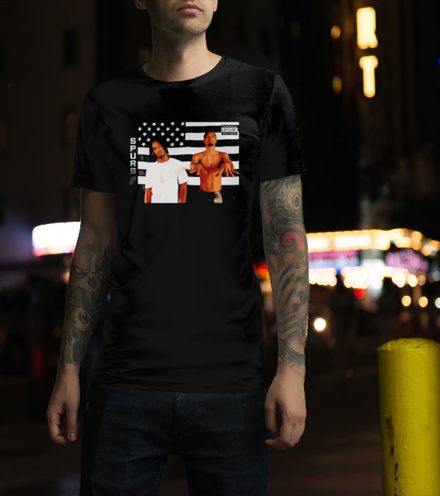 Spurs Wemby And Castle Stankonia American Flag T-Shirt
