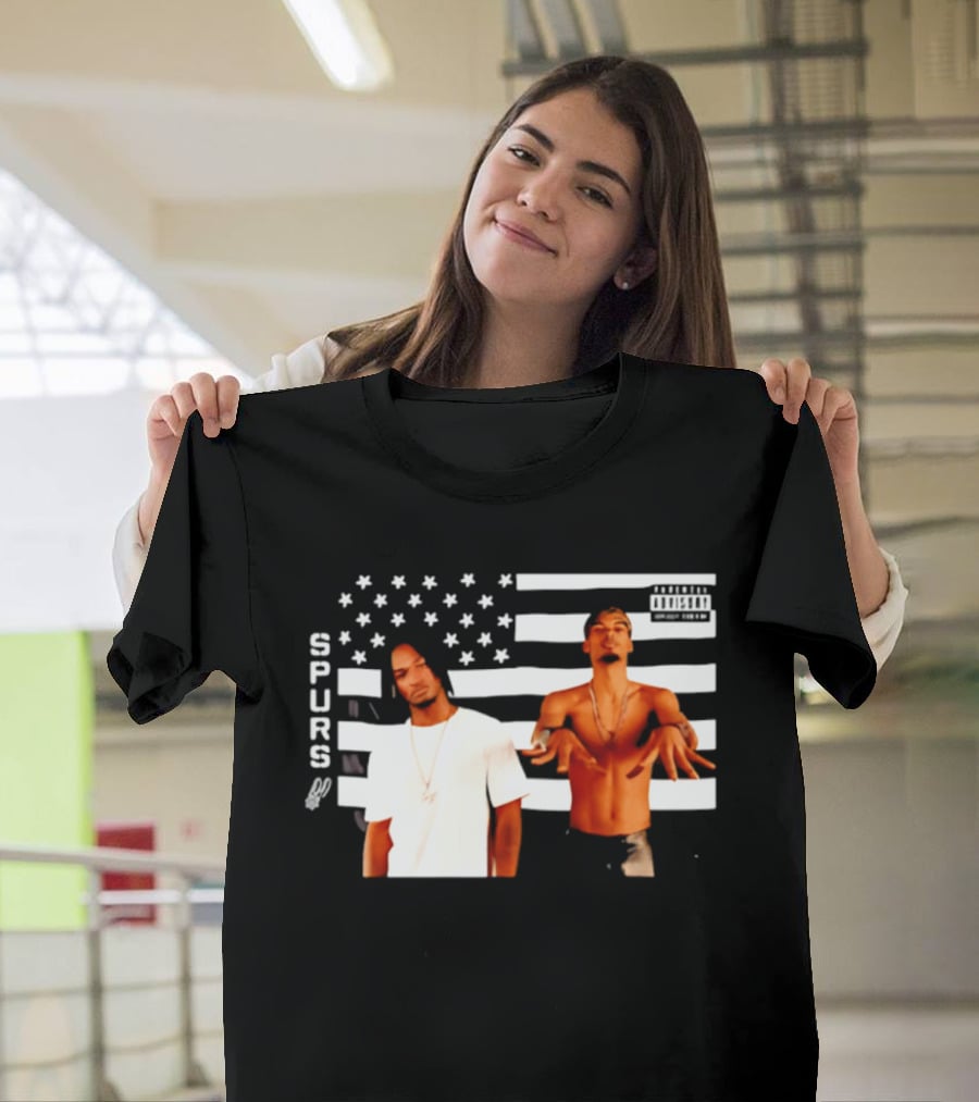 Spurs Wemby And Castle Stankonia American Flag T-Shirt