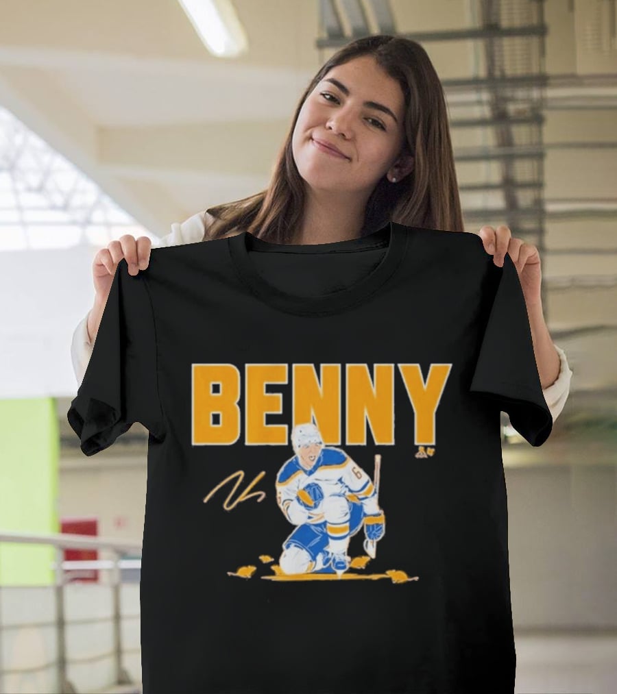 Benny 66 Hockey Player Buffalo Blue And Gold T-Shirt