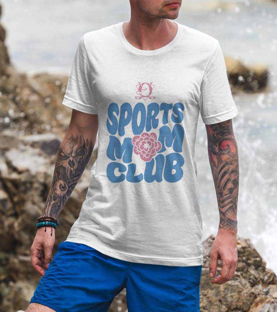 Anaheim Ducks Sports Mom Club Floral Lettering T-Shirt