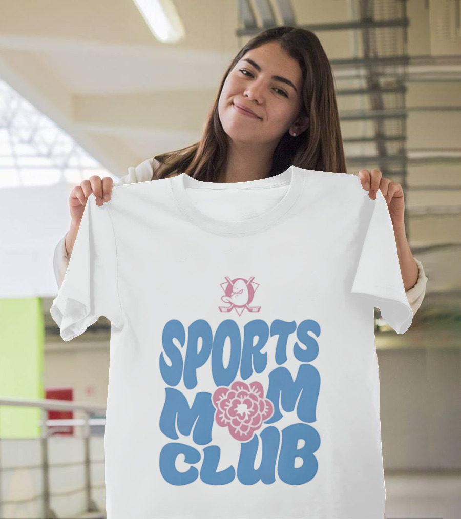 Anaheim Ducks Sports Mom Club Floral Lettering T-Shirt
