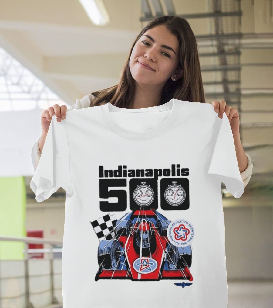 Indianapolis 500 1976 60th Anniversary Racing Car American Revolution Bicentennial T-Shirt