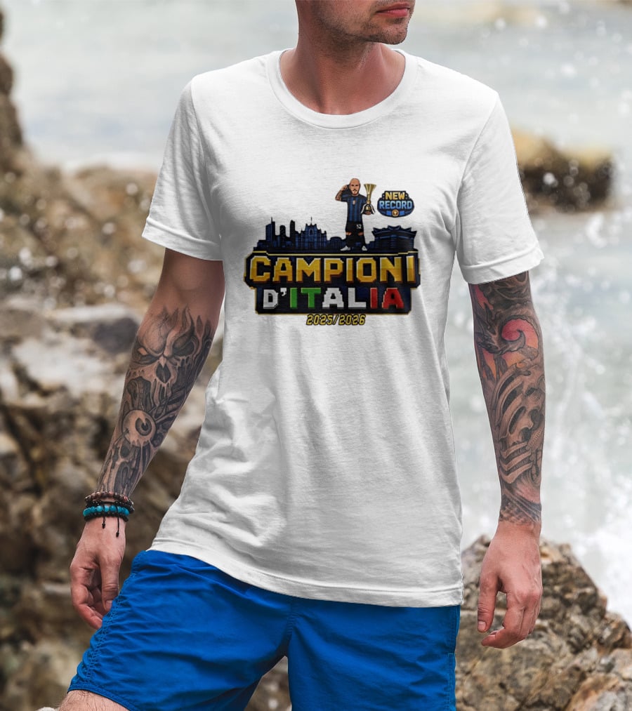 Campioni D'Italia 2025 2026 Inter Milan New Record City Skyline T-Shirt