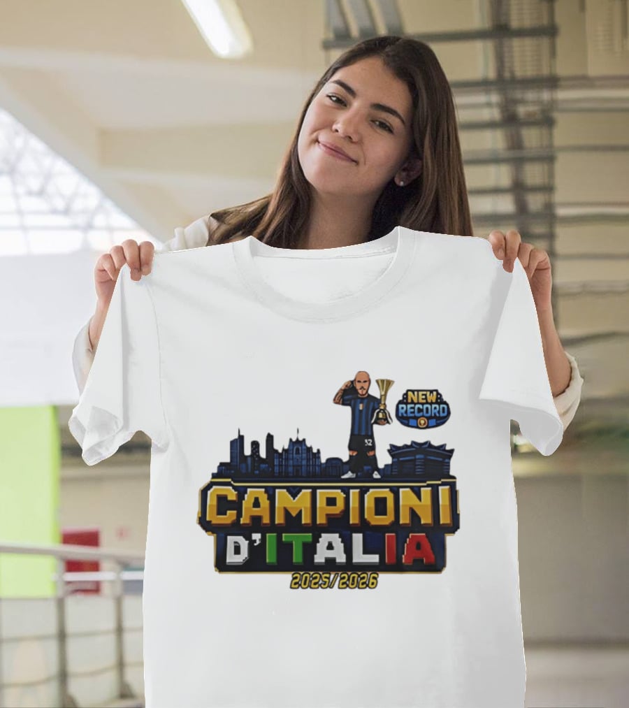 Campioni D'Italia 2025 2026 Inter Milan New Record City Skyline T-Shirt